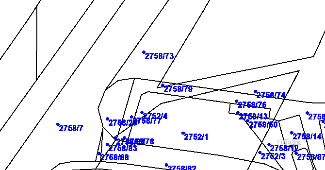 Parcela st. 2758/79 v KÚ Turnov, Katastrální mapa