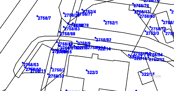 Parcela st. 2758/114 v KÚ Turnov, Katastrální mapa