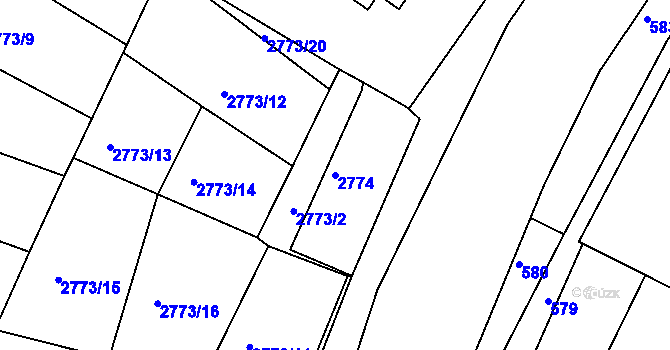 Parcela st. 2774 v KÚ Turnov, Katastrální mapa