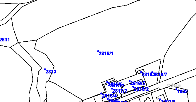 Parcela st. 2818/1 v KÚ Turnov, Katastrální mapa