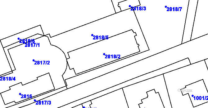 Parcela st. 2818/2 v KÚ Turnov, Katastrální mapa