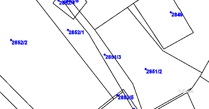 Parcela st. 2851/3 v KÚ Turnov, Katastrální mapa
