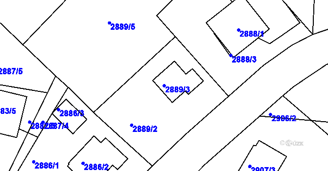 Parcela st. 2889/3 v KÚ Turnov, Katastrální mapa