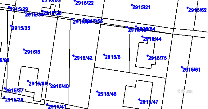 Parcela st. 2915/6 v KÚ Turnov, Katastrální mapa