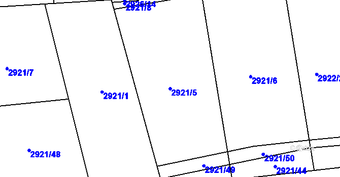 Parcela st. 2921/5 v KÚ Turnov, Katastrální mapa