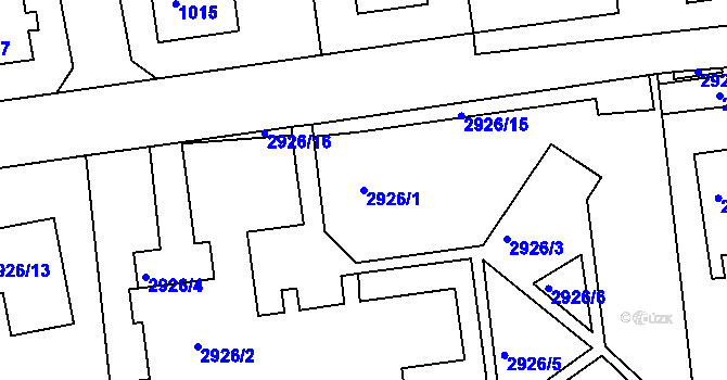 Parcela st. 2926/1 v KÚ Turnov, Katastrální mapa