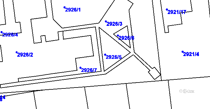 Parcela st. 2926/5 v KÚ Turnov, Katastrální mapa