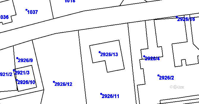 Parcela st. 2926/13 v KÚ Turnov, Katastrální mapa