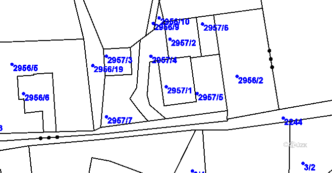 Parcela st. 2957/1 v KÚ Turnov, Katastrální mapa