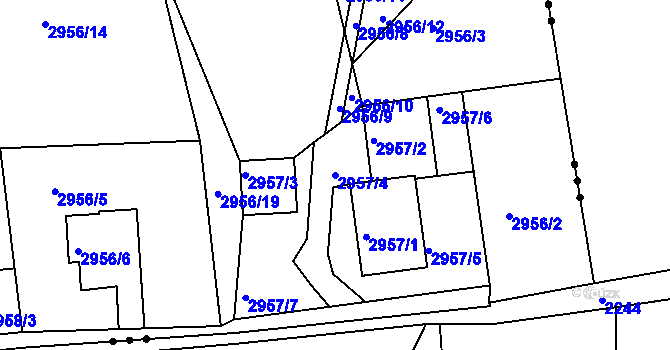 Parcela st. 2957/4 v KÚ Turnov, Katastrální mapa