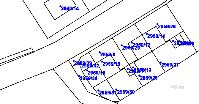 Parcela st. 2959/8 v KÚ Turnov, Katastrální mapa