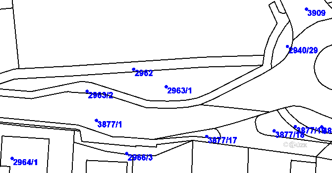 Parcela st. 2963/1 v KÚ Turnov, Katastrální mapa