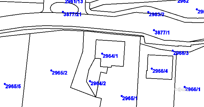 Parcela st. 2964/1 v KÚ Turnov, Katastrální mapa