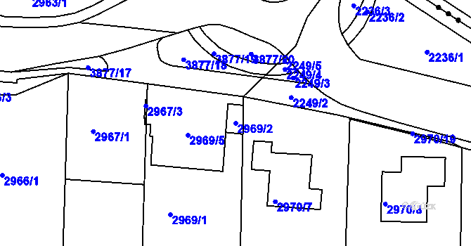 Parcela st. 2969/2 v KÚ Turnov, Katastrální mapa