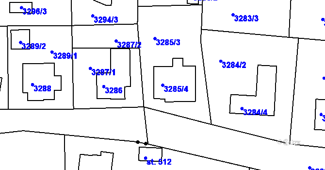 Parcela st. 3285/4 v KÚ Turnov, Katastrální mapa