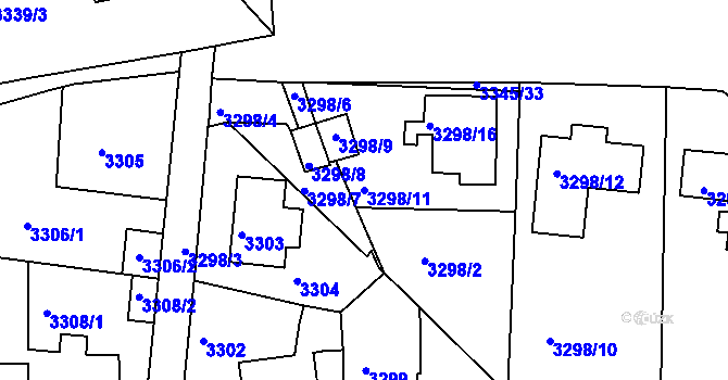 Parcela st. 3298/11 v KÚ Turnov, Katastrální mapa