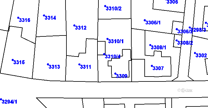 Parcela st. 3310/4 v KÚ Turnov, Katastrální mapa