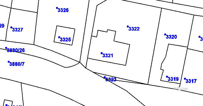 Parcela st. 3321 v KÚ Turnov, Katastrální mapa