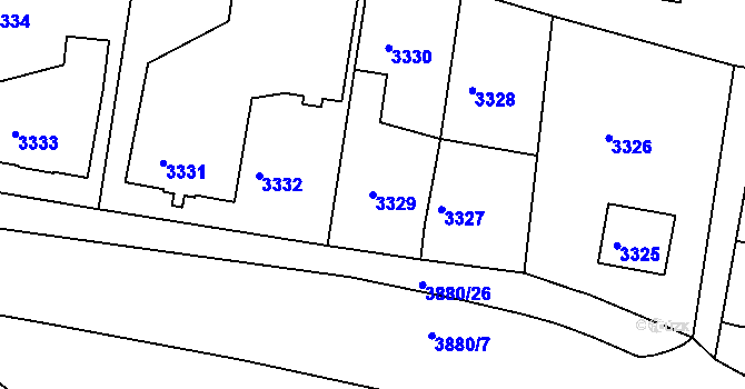 Parcela st. 3329 v KÚ Turnov, Katastrální mapa