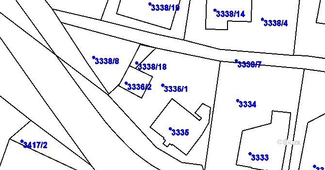 Parcela st. 3336/1 v KÚ Turnov, Katastrální mapa