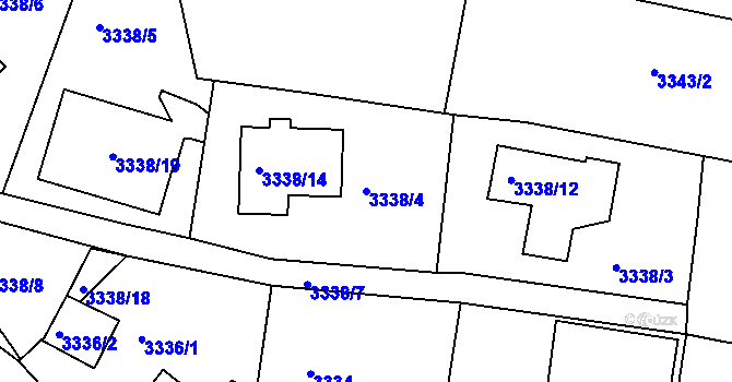 Parcela st. 3338/4 v KÚ Turnov, Katastrální mapa