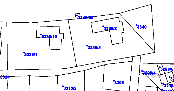 Parcela st. 3339/3 v KÚ Turnov, Katastrální mapa