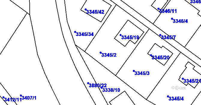 Parcela st. 3345/2 v KÚ Turnov, Katastrální mapa