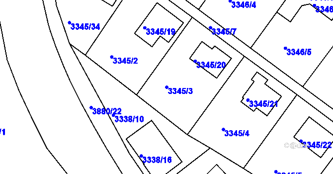 Parcela st. 3345/3 v KÚ Turnov, Katastrální mapa