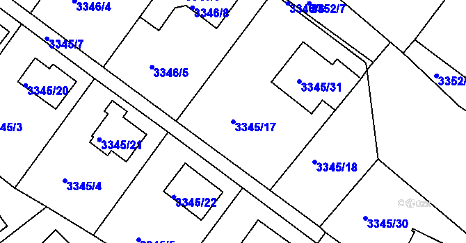 Parcela st. 3345/17 v KÚ Turnov, Katastrální mapa