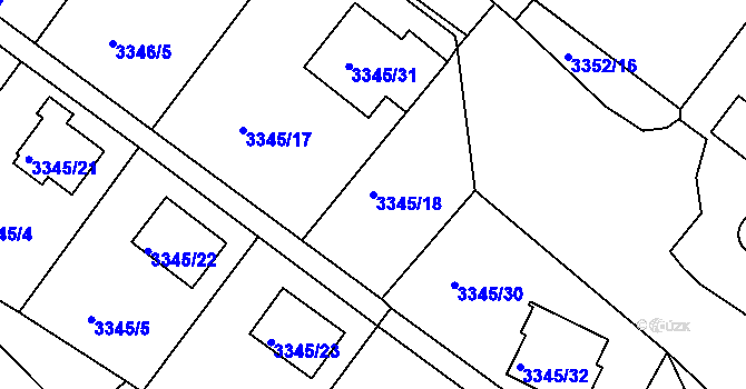 Parcela st. 3345/18 v KÚ Turnov, Katastrální mapa