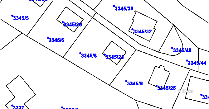Parcela st. 3345/24 v KÚ Turnov, Katastrální mapa