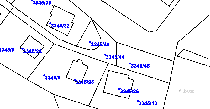 Parcela st. 3345/44 v KÚ Turnov, Katastrální mapa