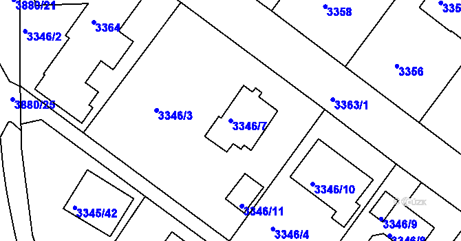 Parcela st. 3346/7 v KÚ Turnov, Katastrální mapa
