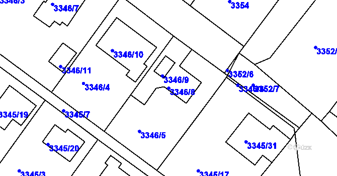 Parcela st. 3346/8 v KÚ Turnov, Katastrální mapa