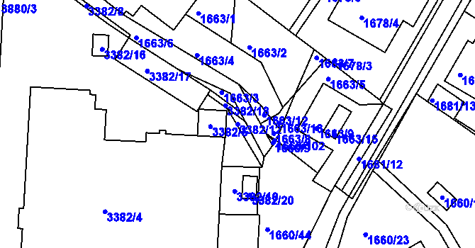 Parcela st. 3382/12 v KÚ Turnov, Katastrální mapa