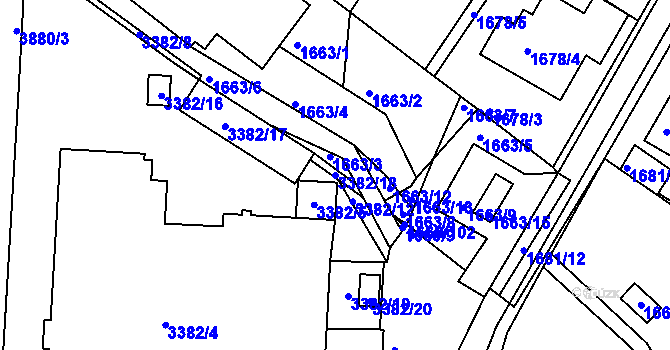 Parcela st. 3382/18 v KÚ Turnov, Katastrální mapa