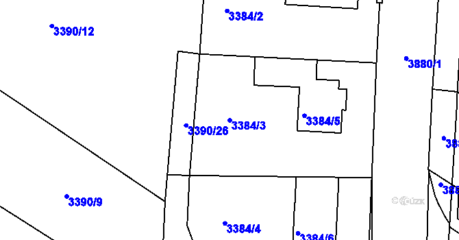 Parcela st. 3384/3 v KÚ Turnov, Katastrální mapa