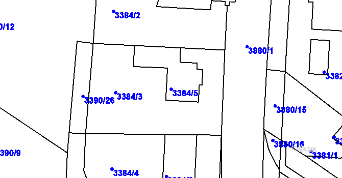 Parcela st. 3384/5 v KÚ Turnov, Katastrální mapa