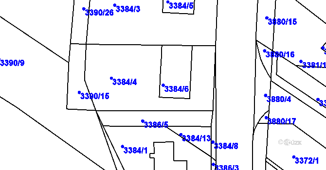 Parcela st. 3384/6 v KÚ Turnov, Katastrální mapa