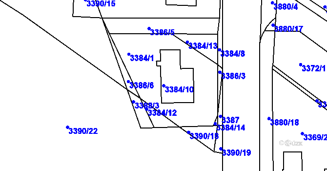 Parcela st. 3384/10 v KÚ Turnov, Katastrální mapa