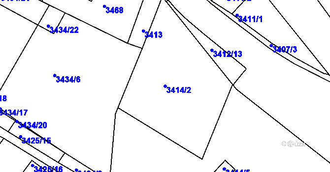 Parcela st. 3414/2 v KÚ Turnov, Katastrální mapa