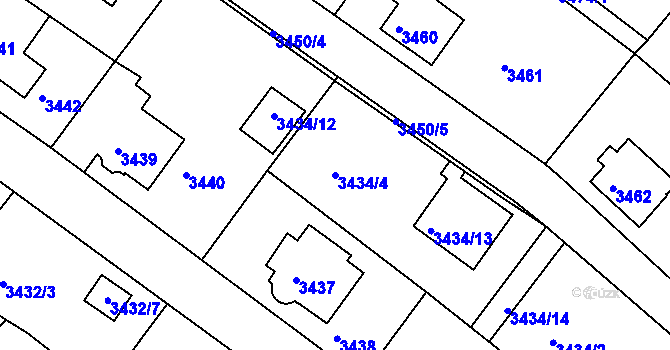 Parcela st. 3434/4 v KÚ Turnov, Katastrální mapa