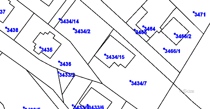 Parcela st. 3434/15 v KÚ Turnov, Katastrální mapa
