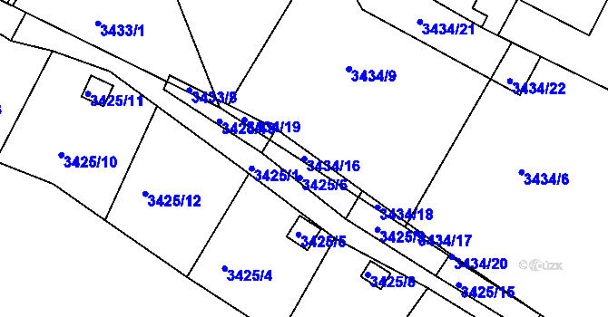Parcela st. 3434/16 v KÚ Turnov, Katastrální mapa