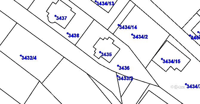 Parcela st. 3435 v KÚ Turnov, Katastrální mapa