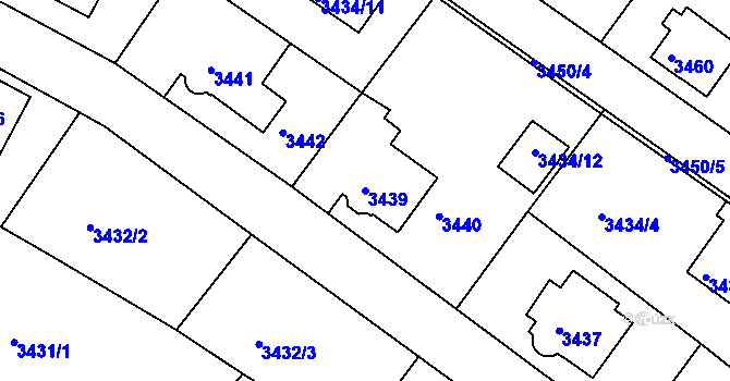 Parcela st. 3439 v KÚ Turnov, Katastrální mapa