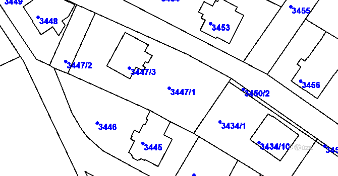 Parcela st. 3447/1 v KÚ Turnov, Katastrální mapa