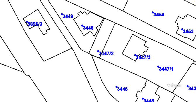 Parcela st. 3447/2 v KÚ Turnov, Katastrální mapa