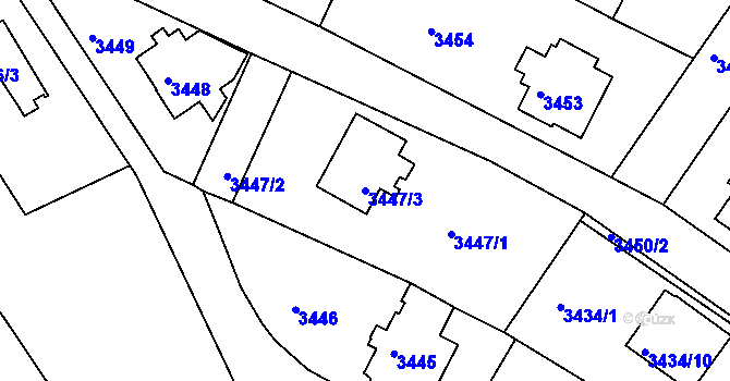 Parcela st. 3447/3 v KÚ Turnov, Katastrální mapa