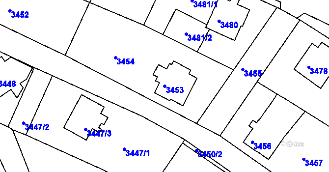 Parcela st. 3453 v KÚ Turnov, Katastrální mapa